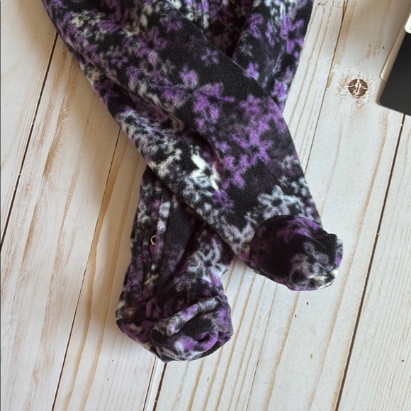 NWT NIKE Girls Purple Black Floral Fleece Onesie Zip Up Footed Pajamas SZ 6M - Picture 5 of 8
